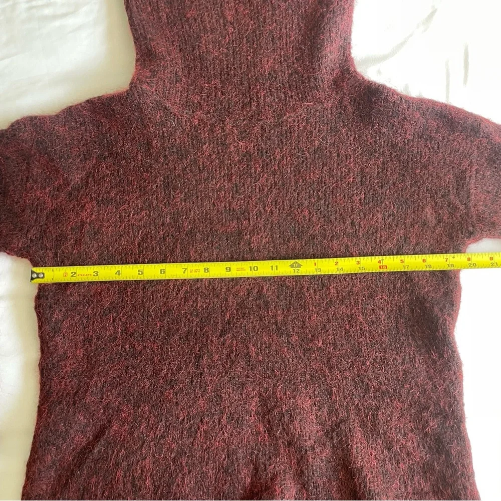 Alice + Olivia Gavin Cowl-Neck Pullover Fuzzy Wool Sweater – Maroon Red Small - Picture 12 of 14